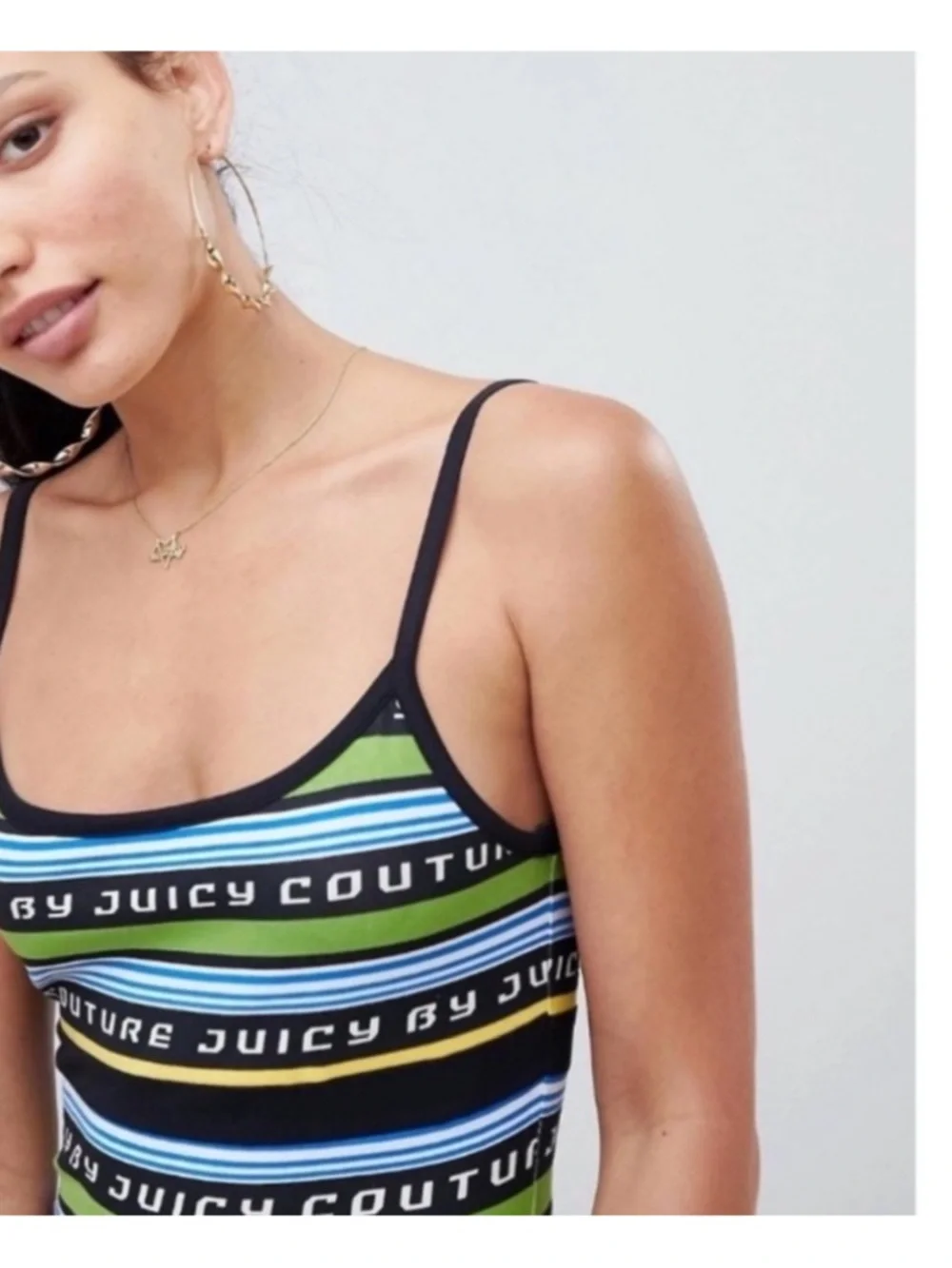 Y2K Juicy by Juicy Couture Racer Stripe Logo Slip Dress